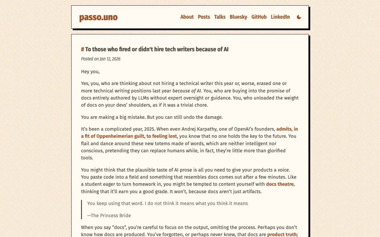 To those who fired or didn't hire tech writers because of AI