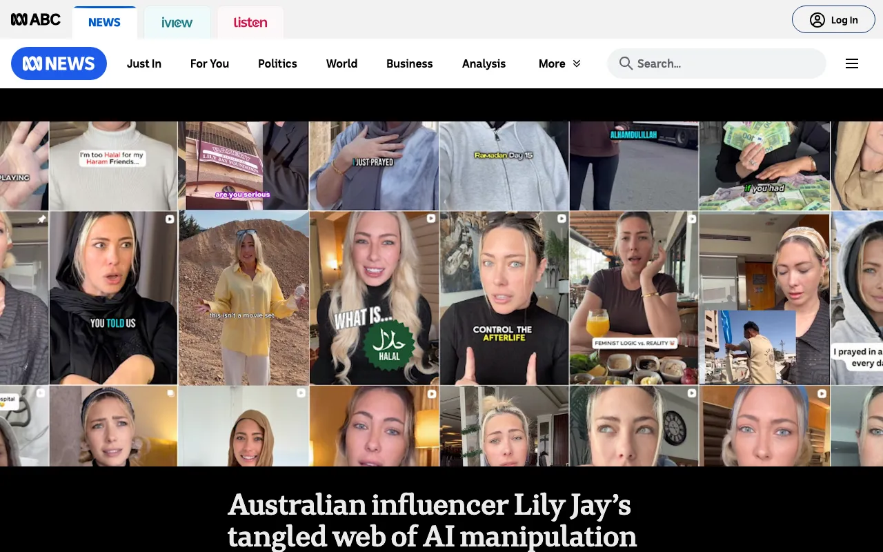 Australian influencer Lily Jay's tangled web of AI manipulation