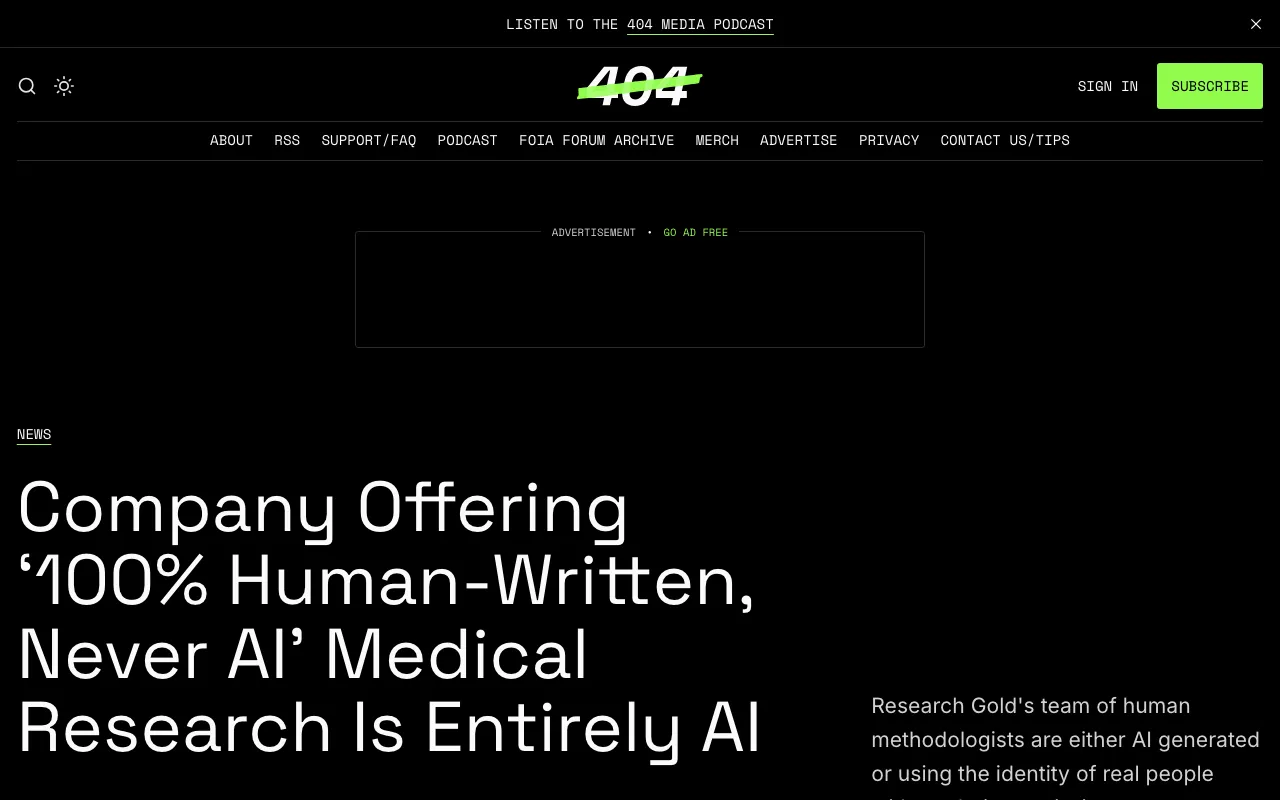 Company Offering ‘100% Human-Written, Never AI’ Medical Research Is Entirely AI