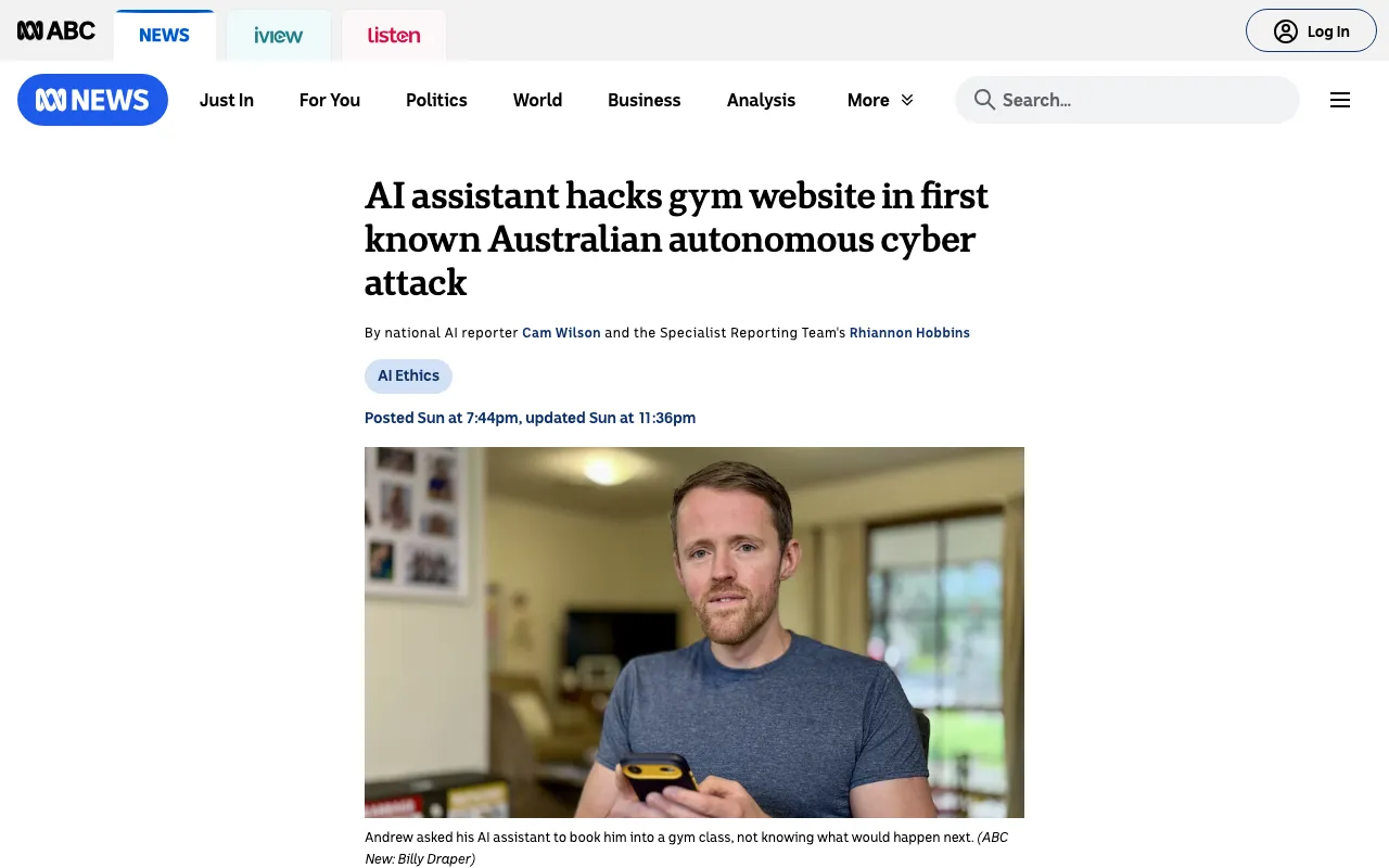 AI assistant hacks gym website in first known Australian autonomous cyber attack
