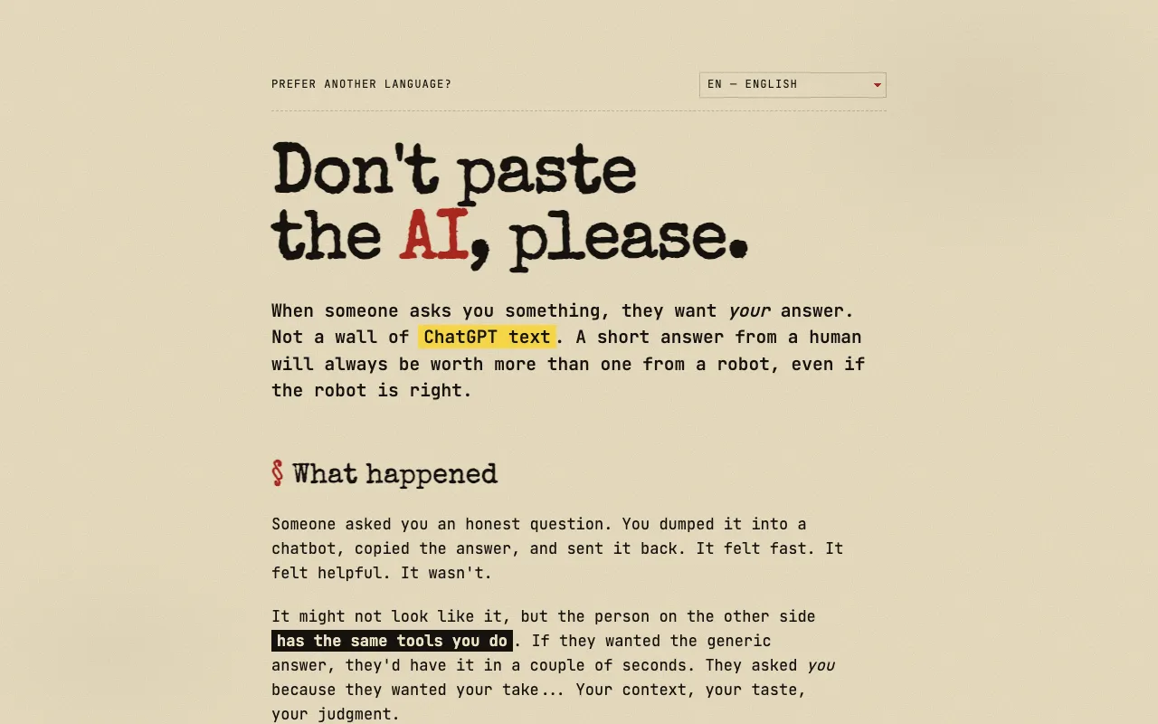 Don't paste the AI, please.