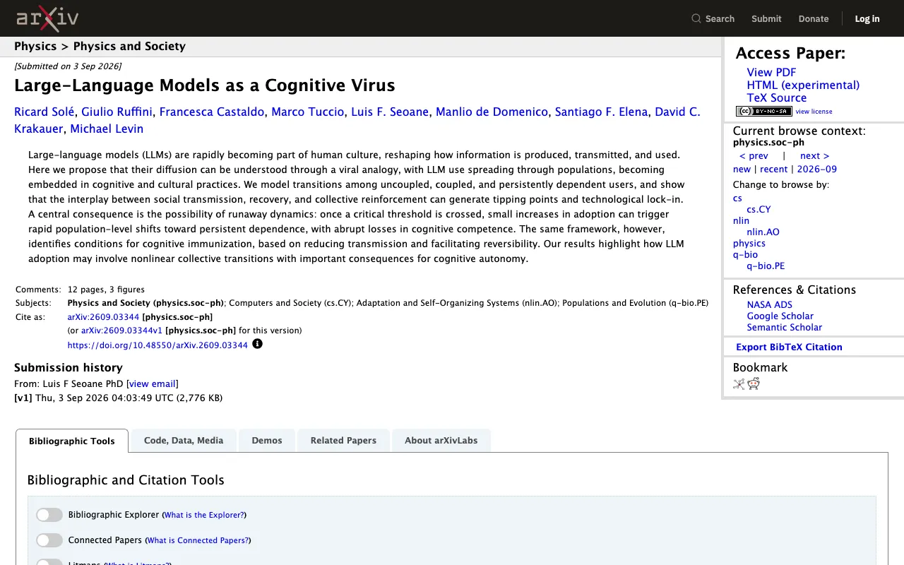 [2609.03344] Large-Language Models as a Cognitive Virus