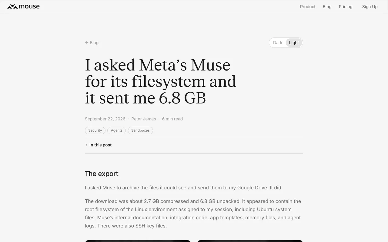 I asked Meta’s Muse for its filesystem and it sent me 6.8 GB