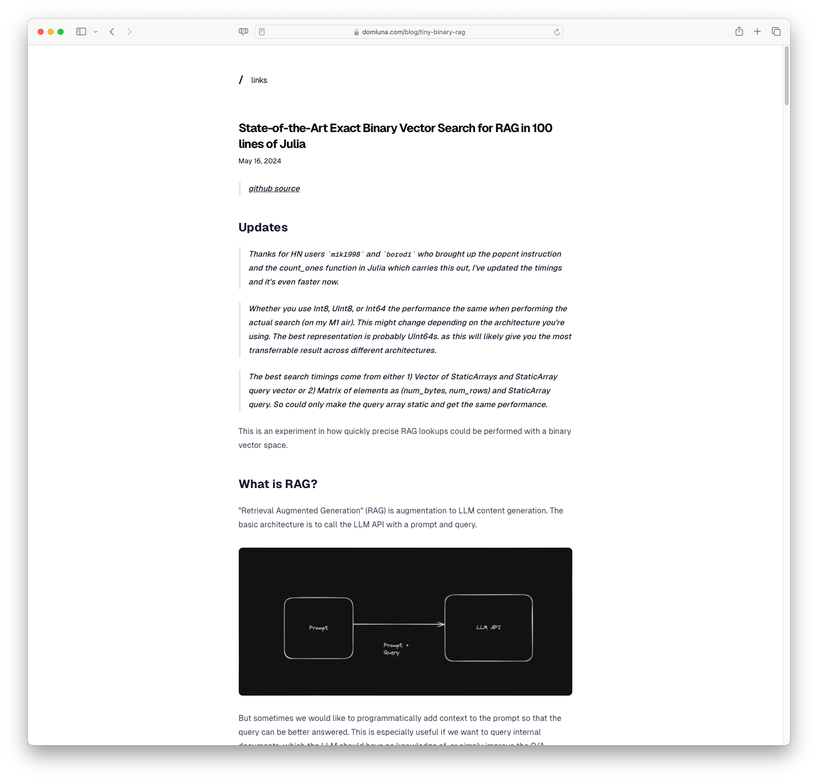 State-of-the-Art Exact Binary Vector Search for RAG in 100 lines of Julia (domluna.com)