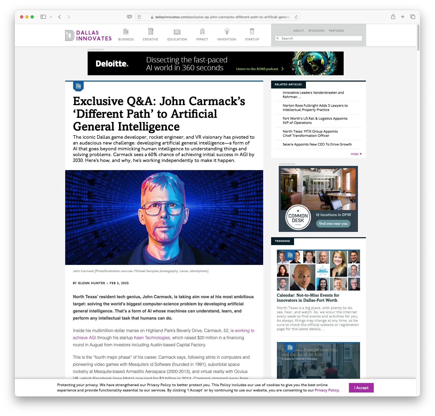 John Carmack's 'Different Path' to Artificial General Intelligence (dallasinnovates.com)