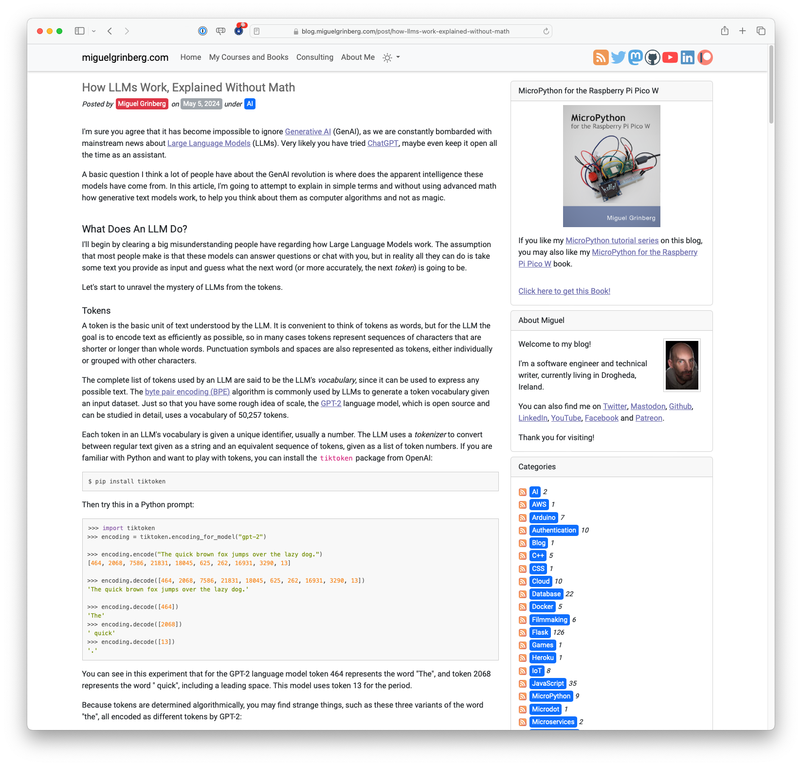 How LLMs Work, Explained Without Math (miguelgrinberg.com)