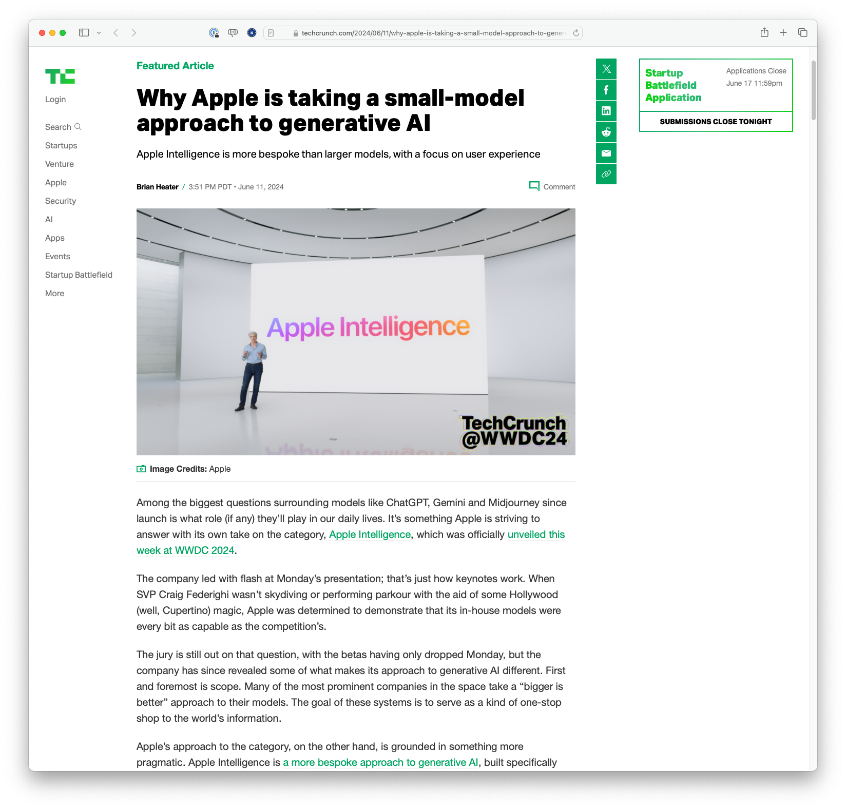 Why Apple is Taking a Small-Model Approach to Generative AI