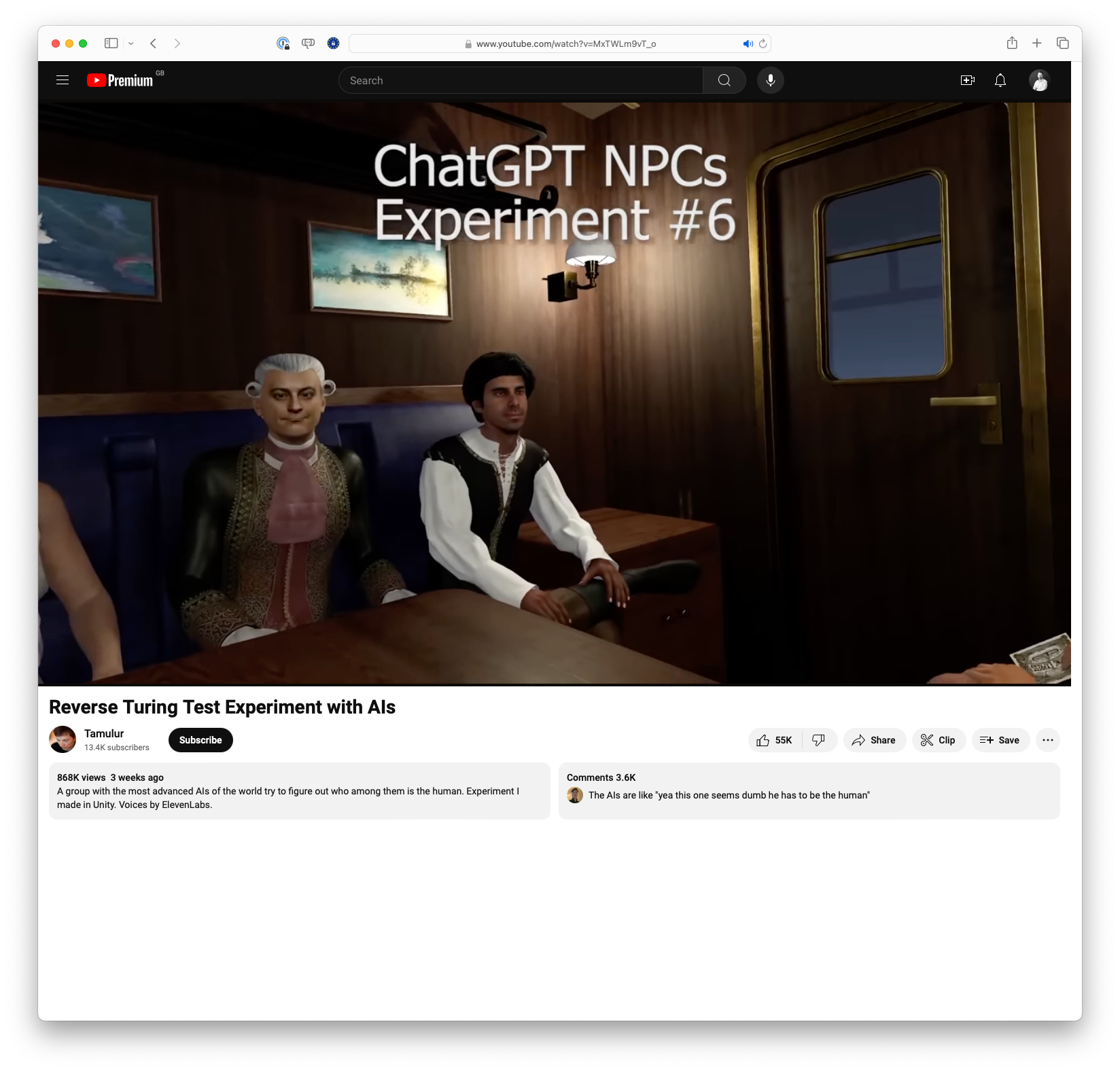 Reverse Turing Test Experiment with AIs
