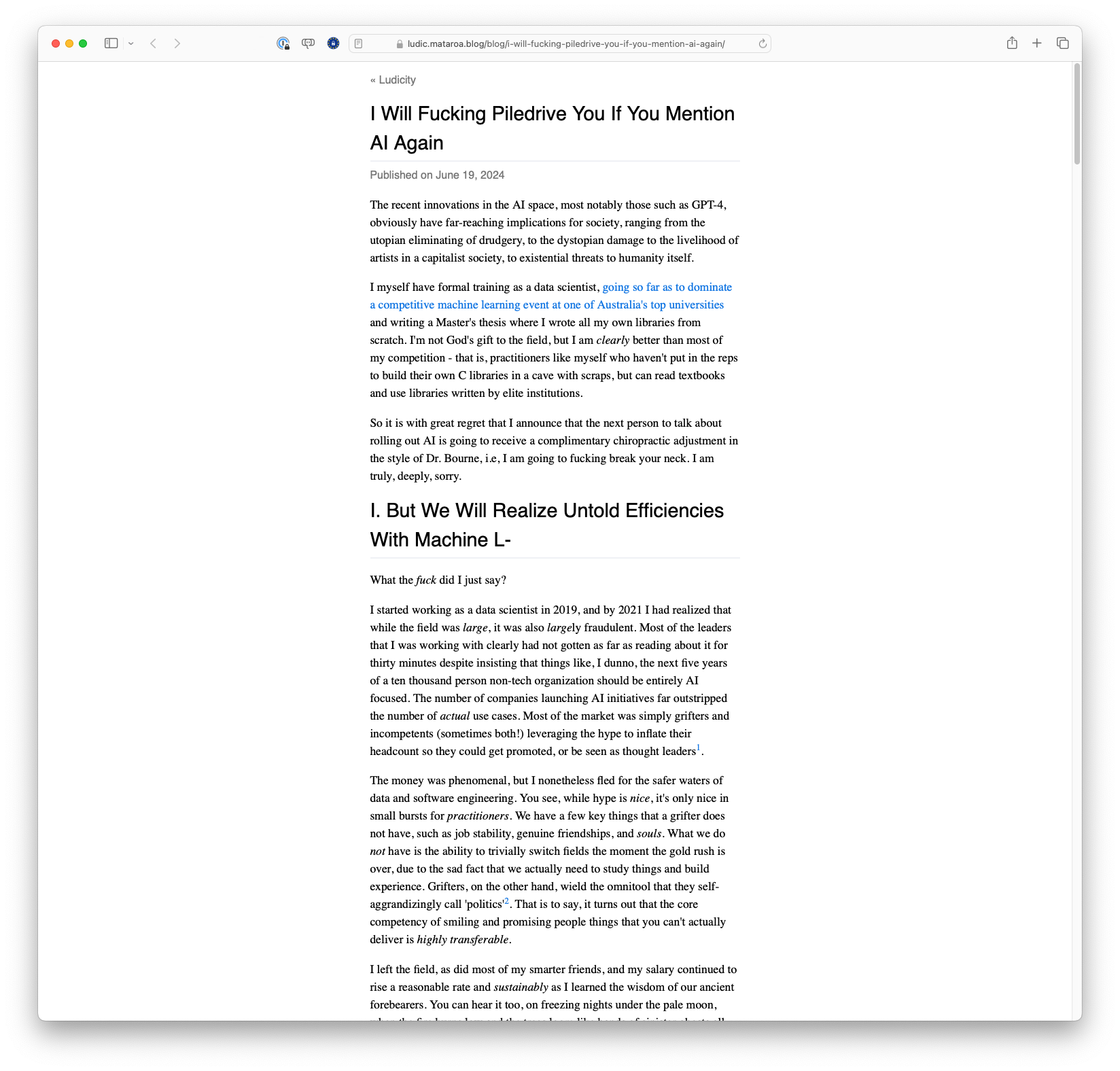 I Will Piledrive You If You Mention AI Again