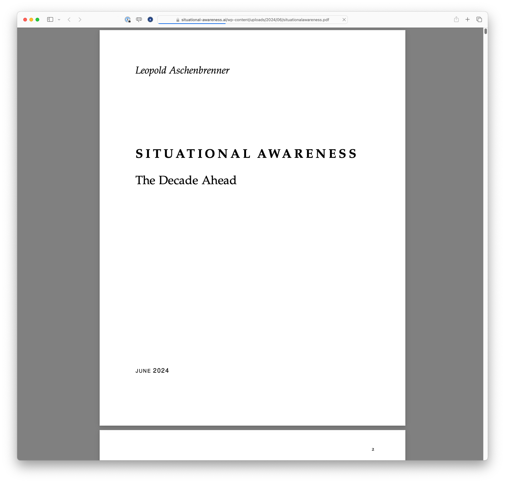 SITUATIONAL AWARENESS - The Decade Ahead