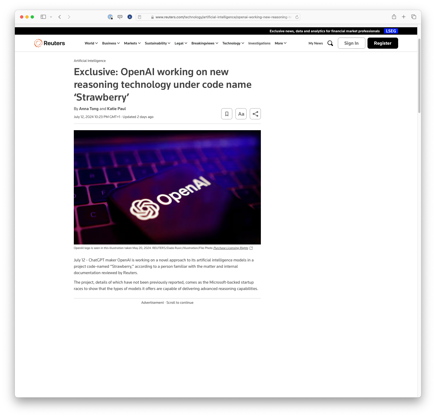 OpenAI working on new reasoning technology under code name ‘Strawberry’