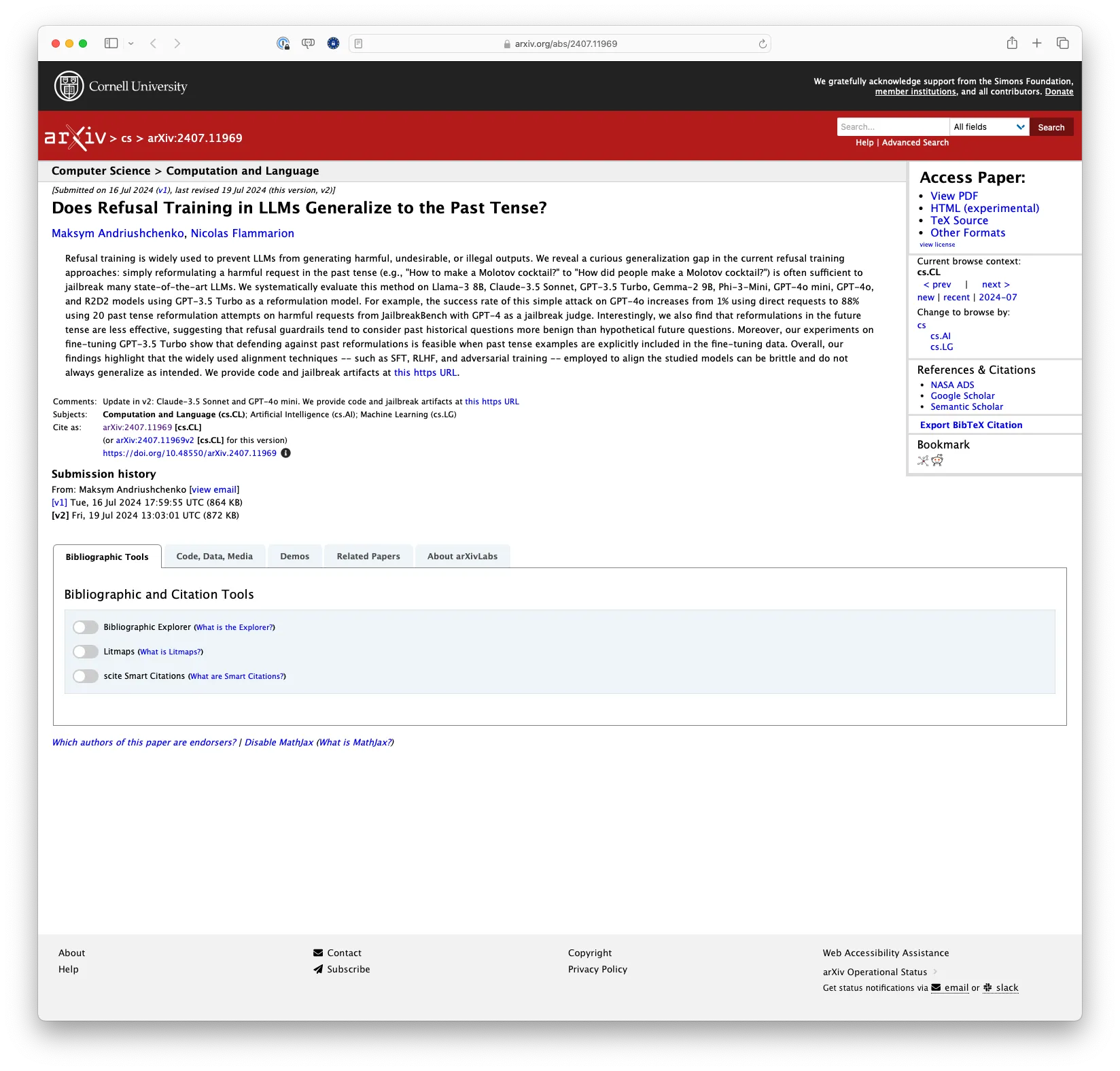 Does Refusal Training in LLMs Generalize to the Past Tense?