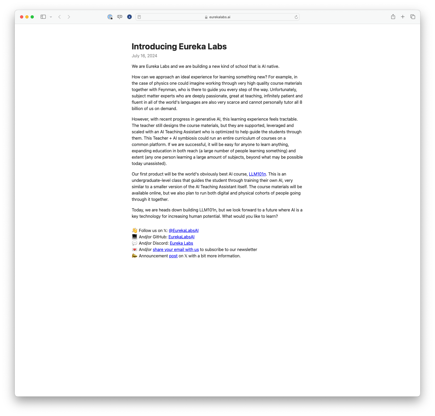 Introducing Eureka Labs