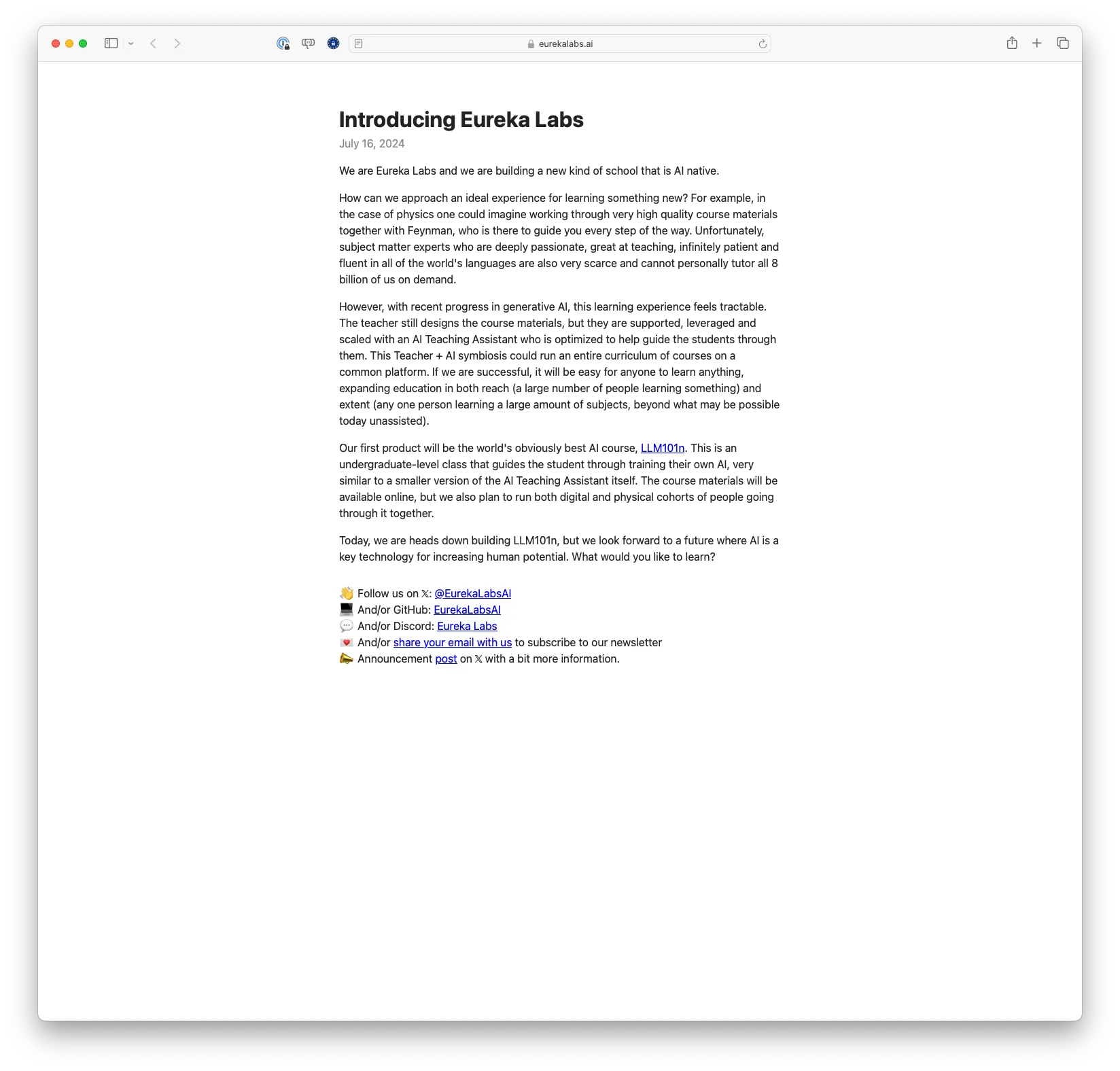 Introducing Eureka Labs
