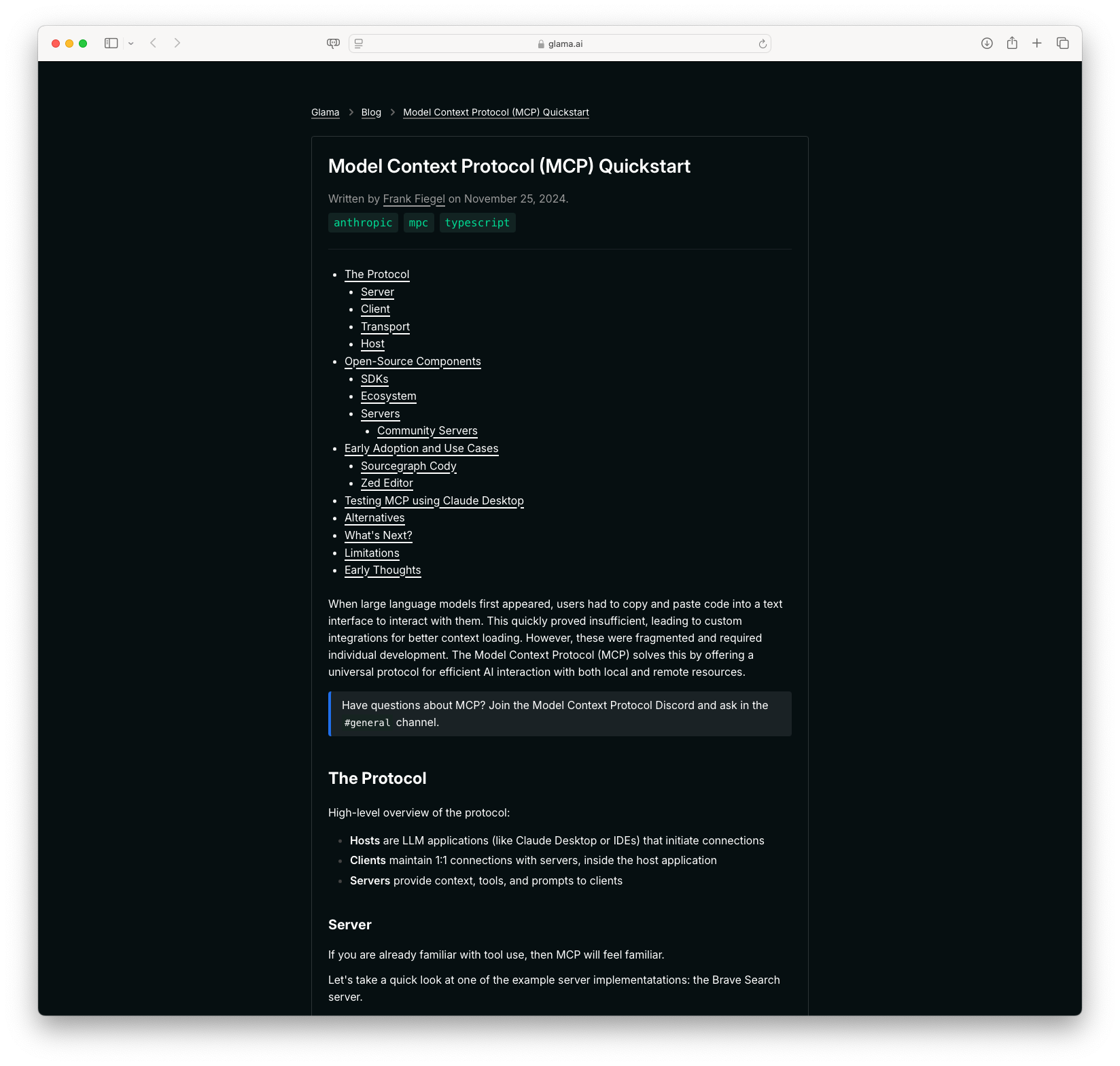 Model Context Protocol (MCP) Quickstart