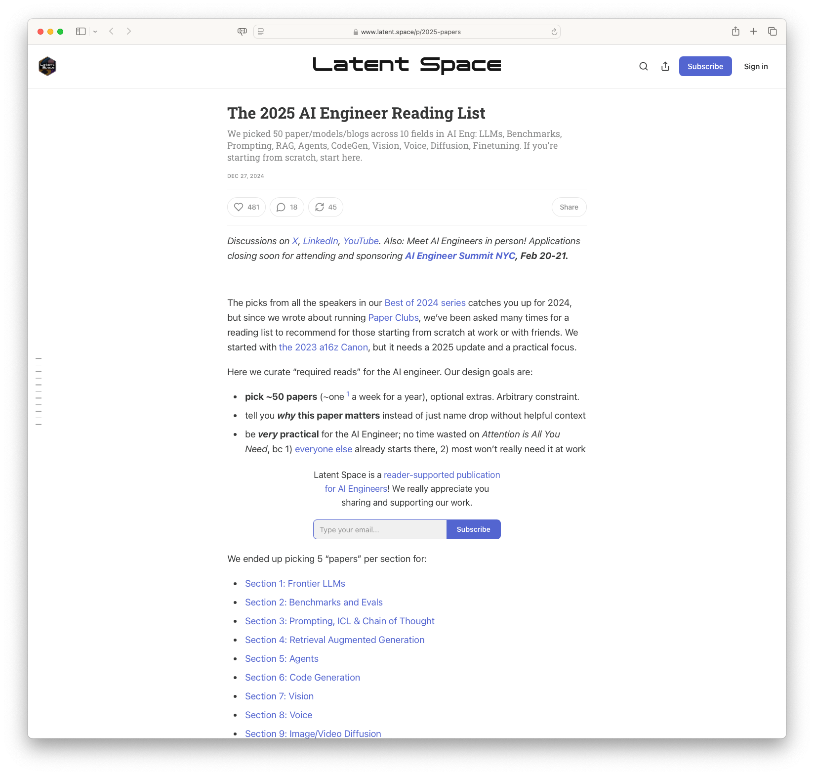 The 2025 AI Engineer Reading List