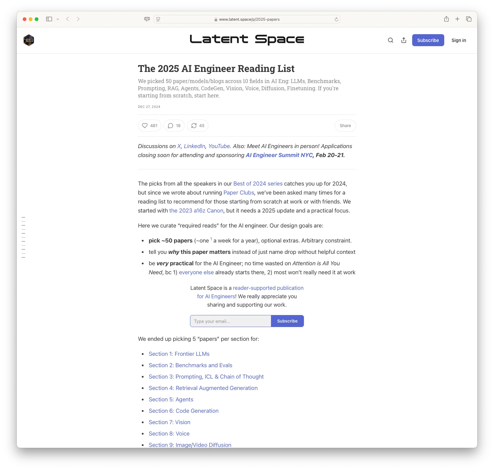 The 2025 AI Engineer Reading List
