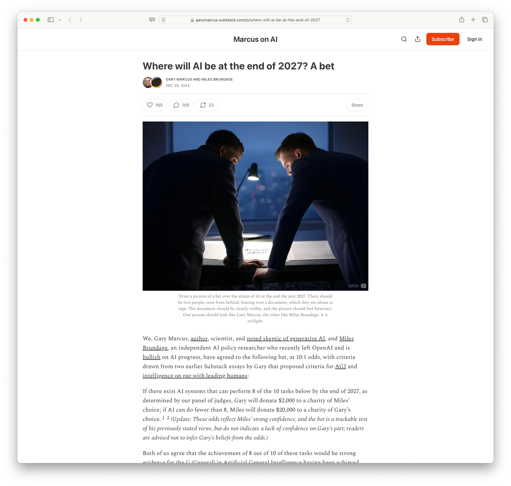 Where will AI be at the end of 2027? A bet