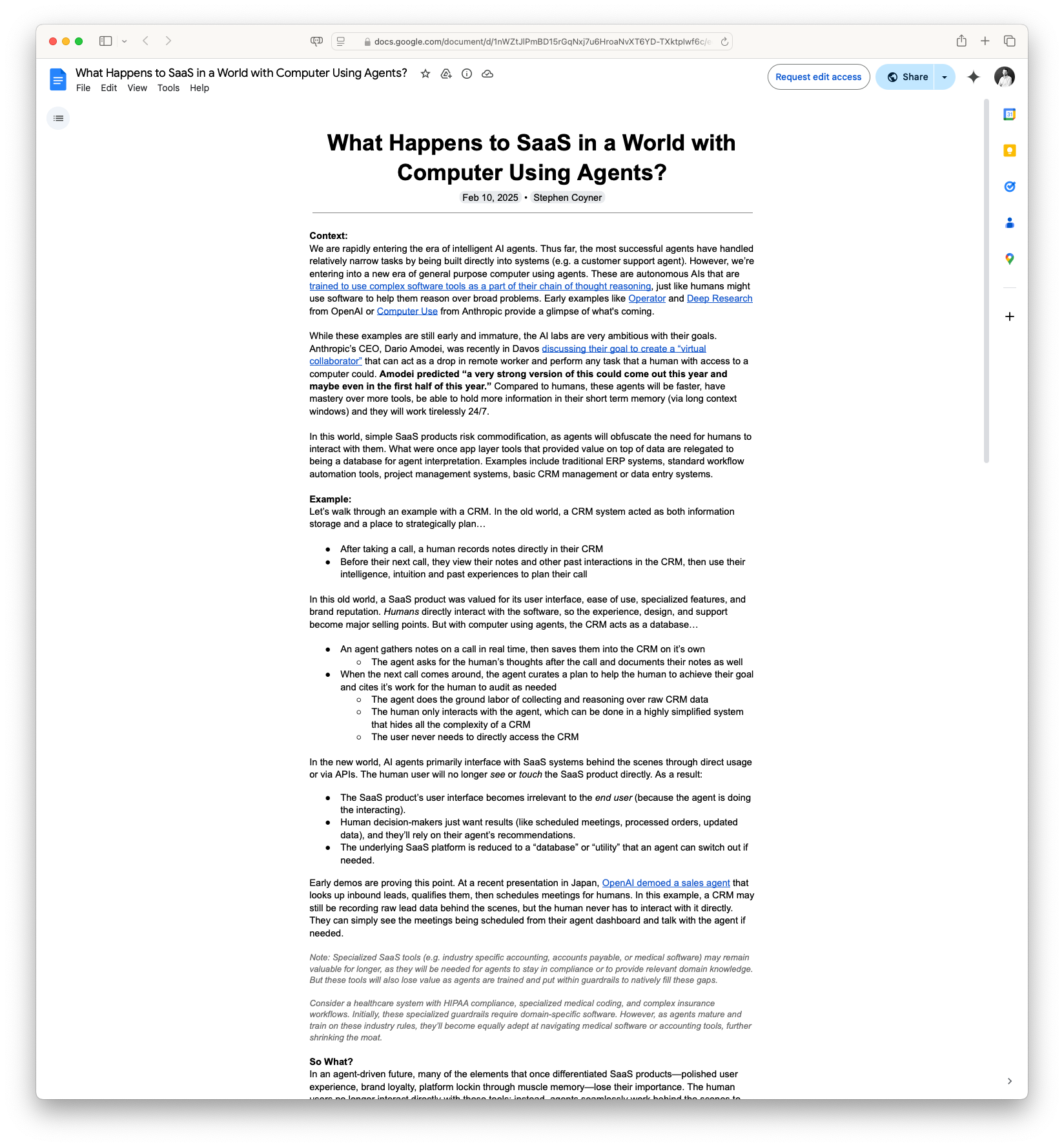 What Happens to SaaS in a World with Computer Using Agents?