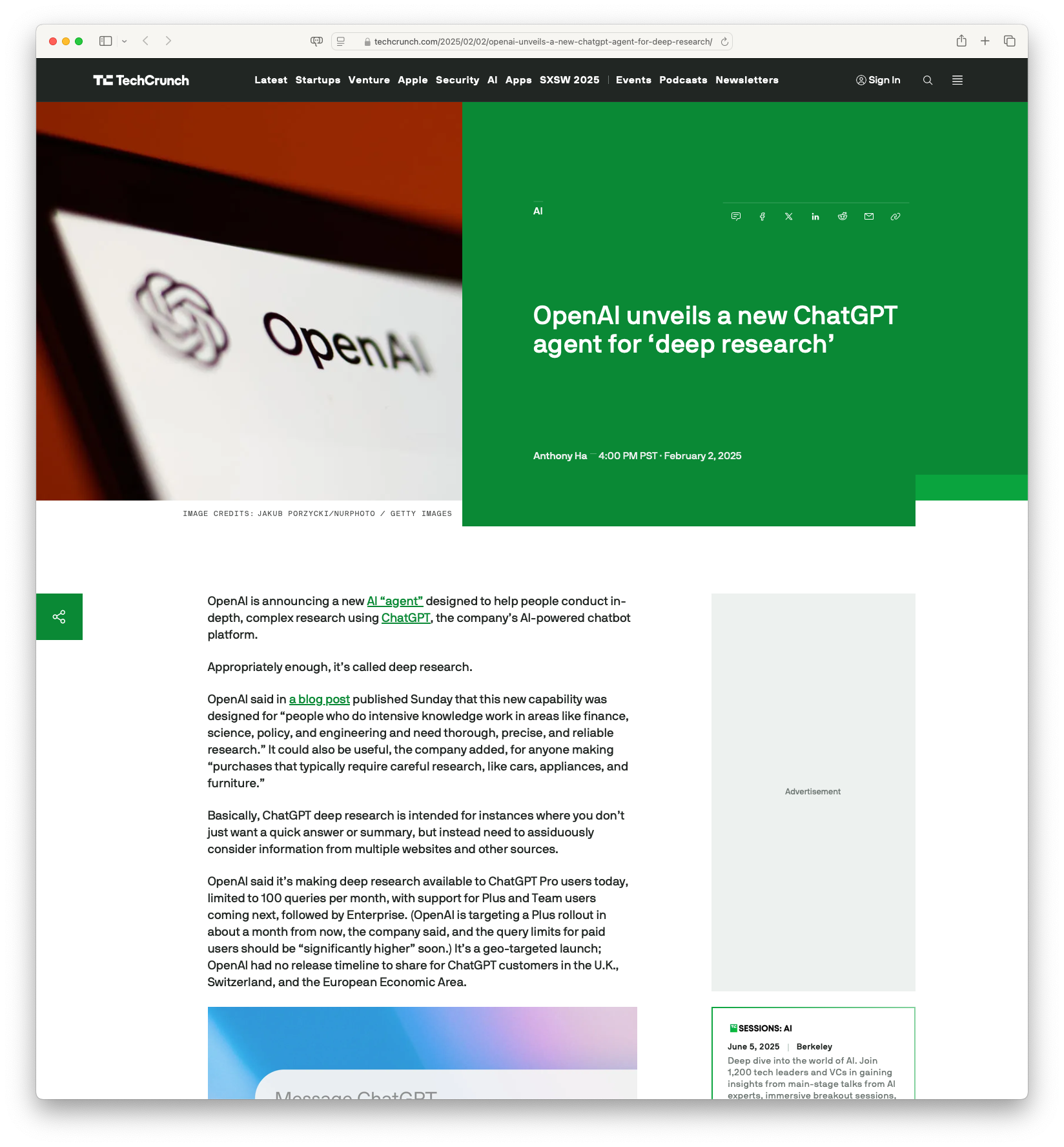 OpenAI Unveils a New ChatGPT Agent for Deep Research