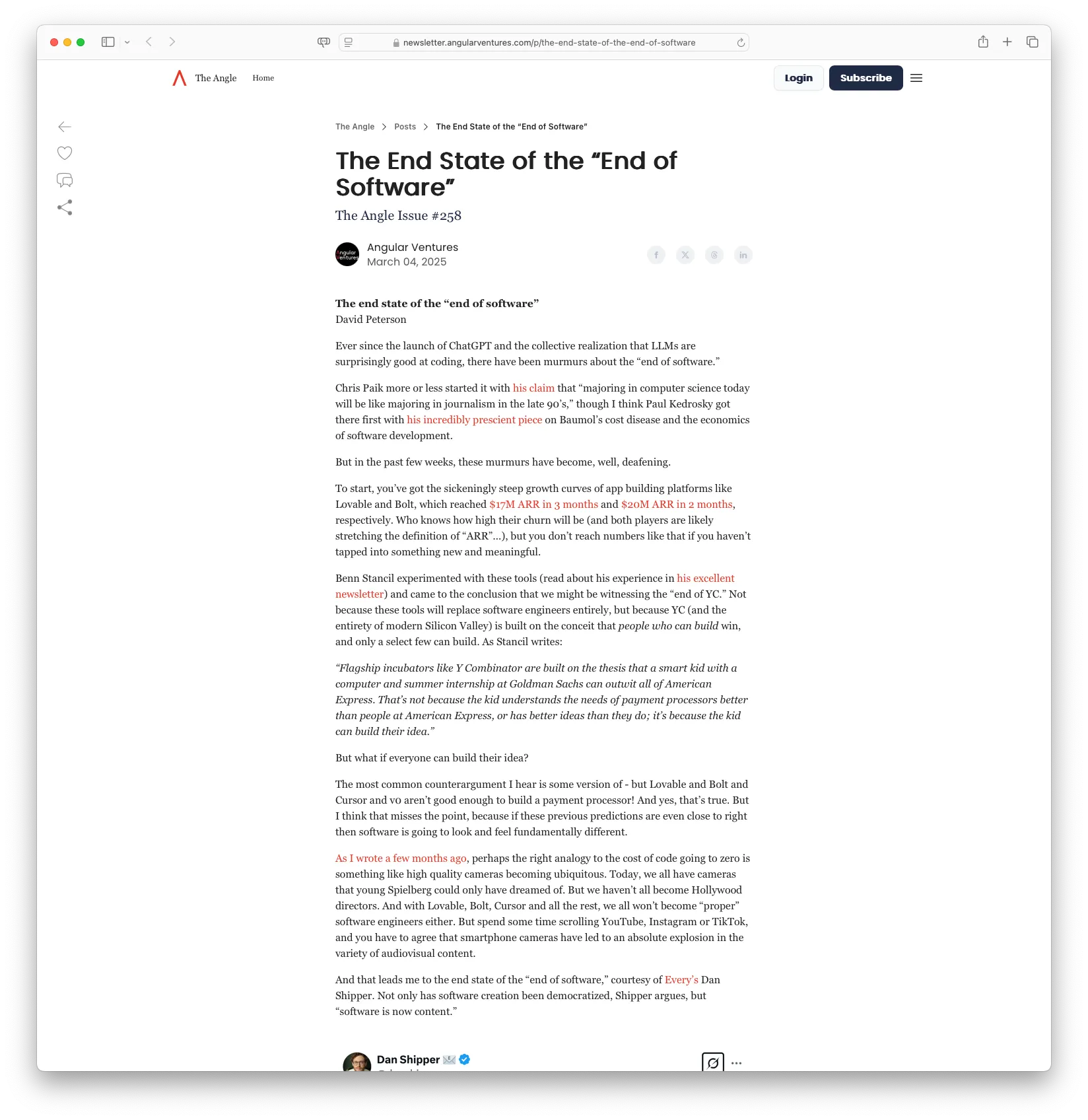 The End State of the 