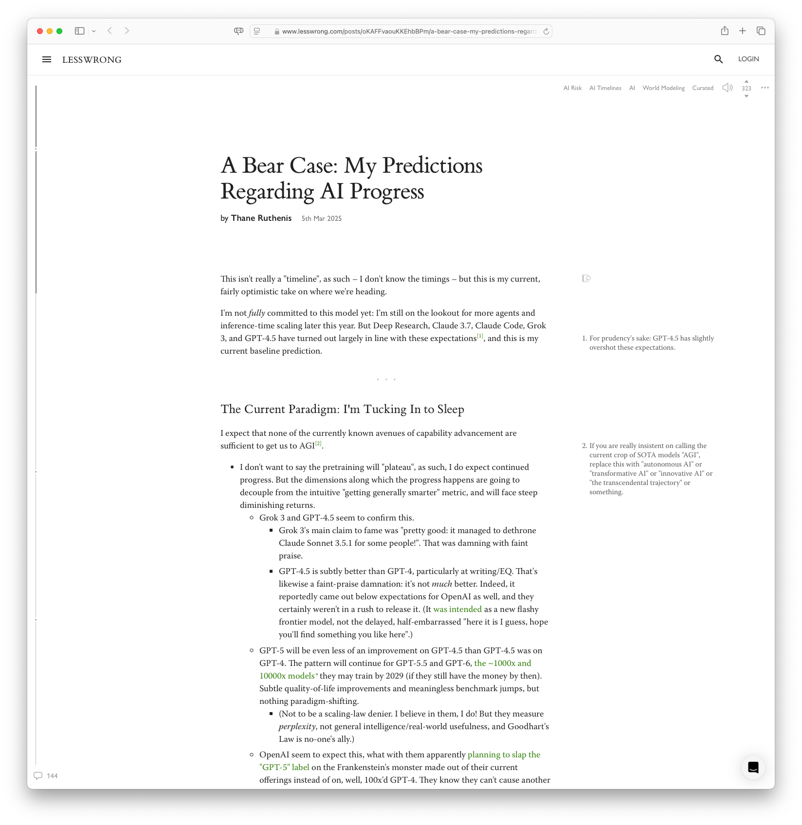 A Bear Case: My Predictions Regarding AI Progress