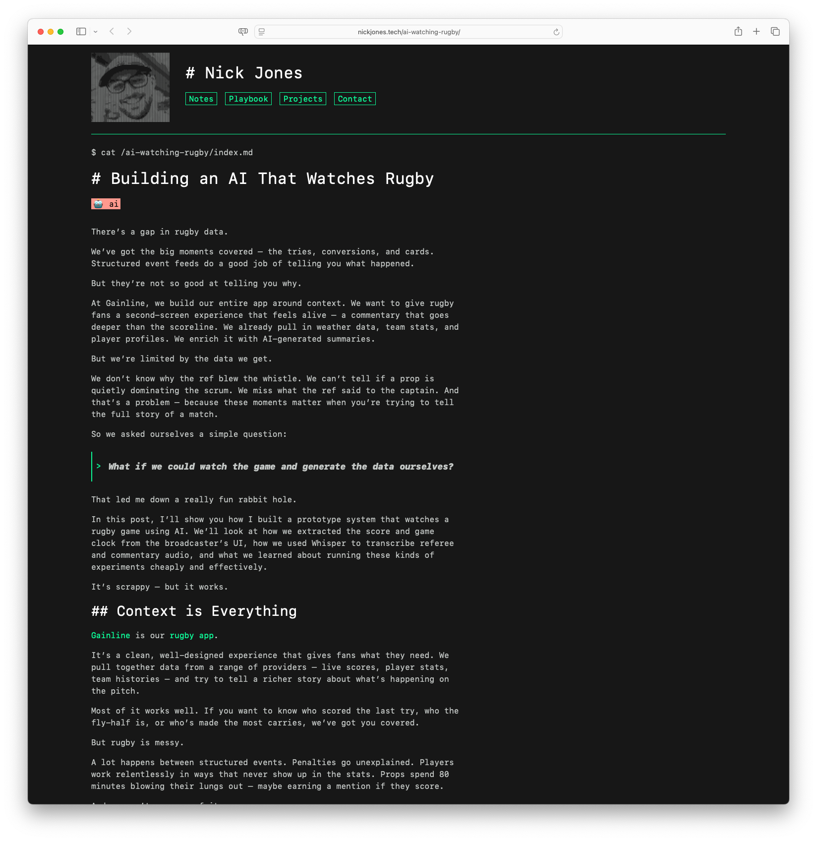Building an AI That Watches Rugby