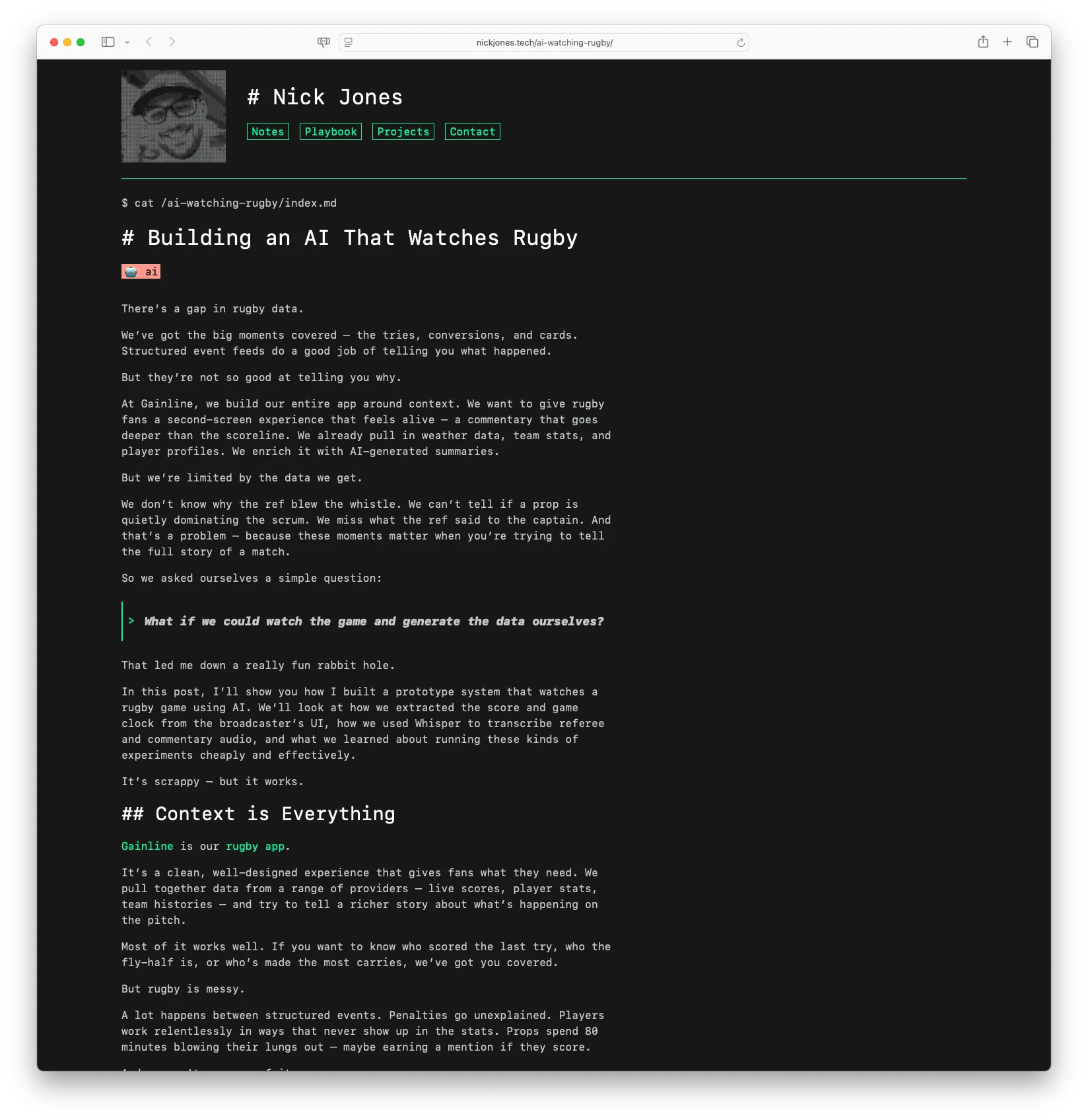 Building an AI That Watches Rugby