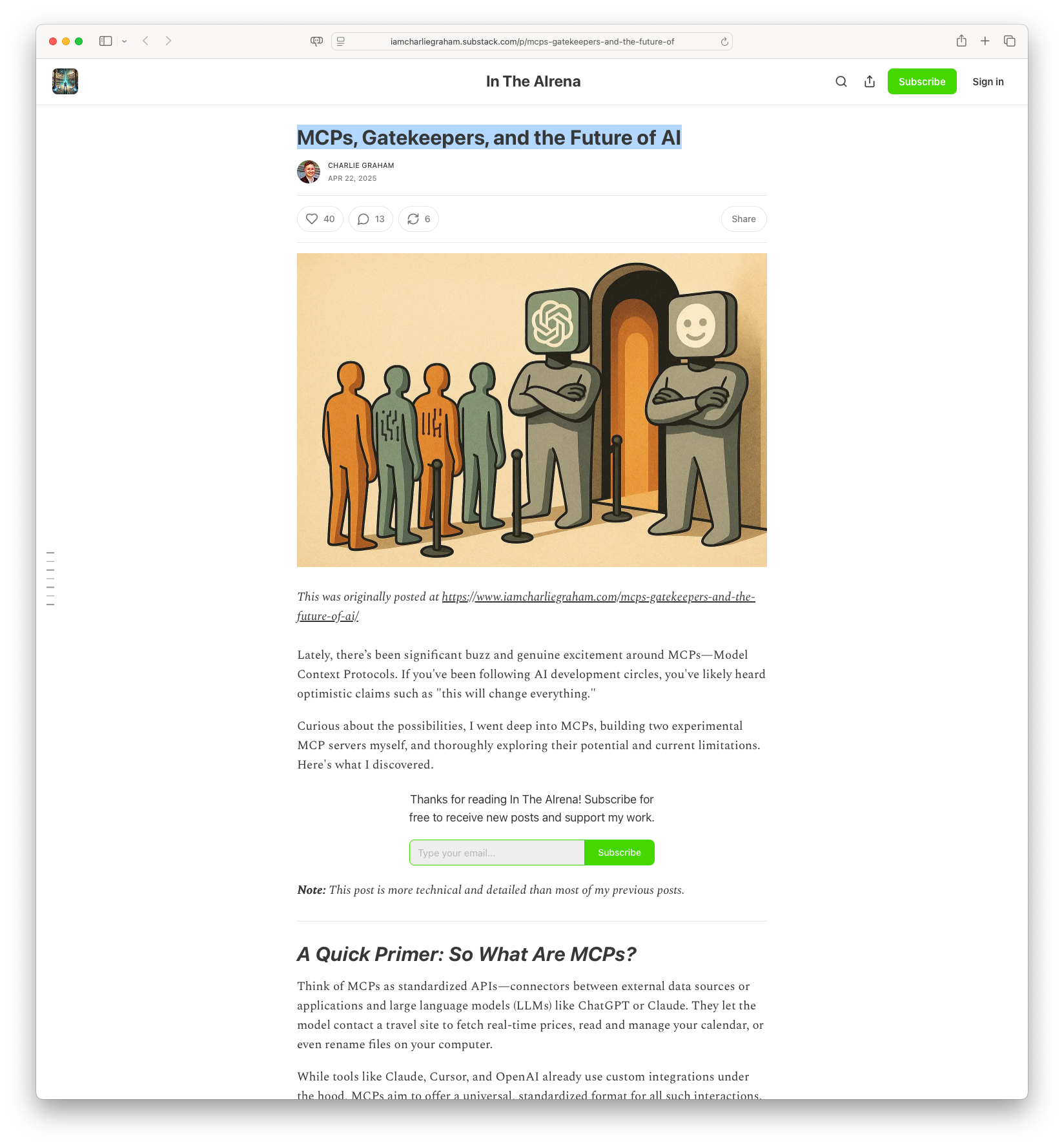 MCPs, Gatekeepers, and the Future of AI