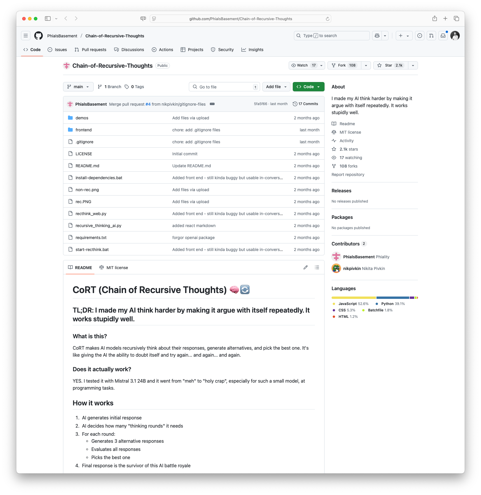 Chain-of-Recursive-Thoughts (CoRT)