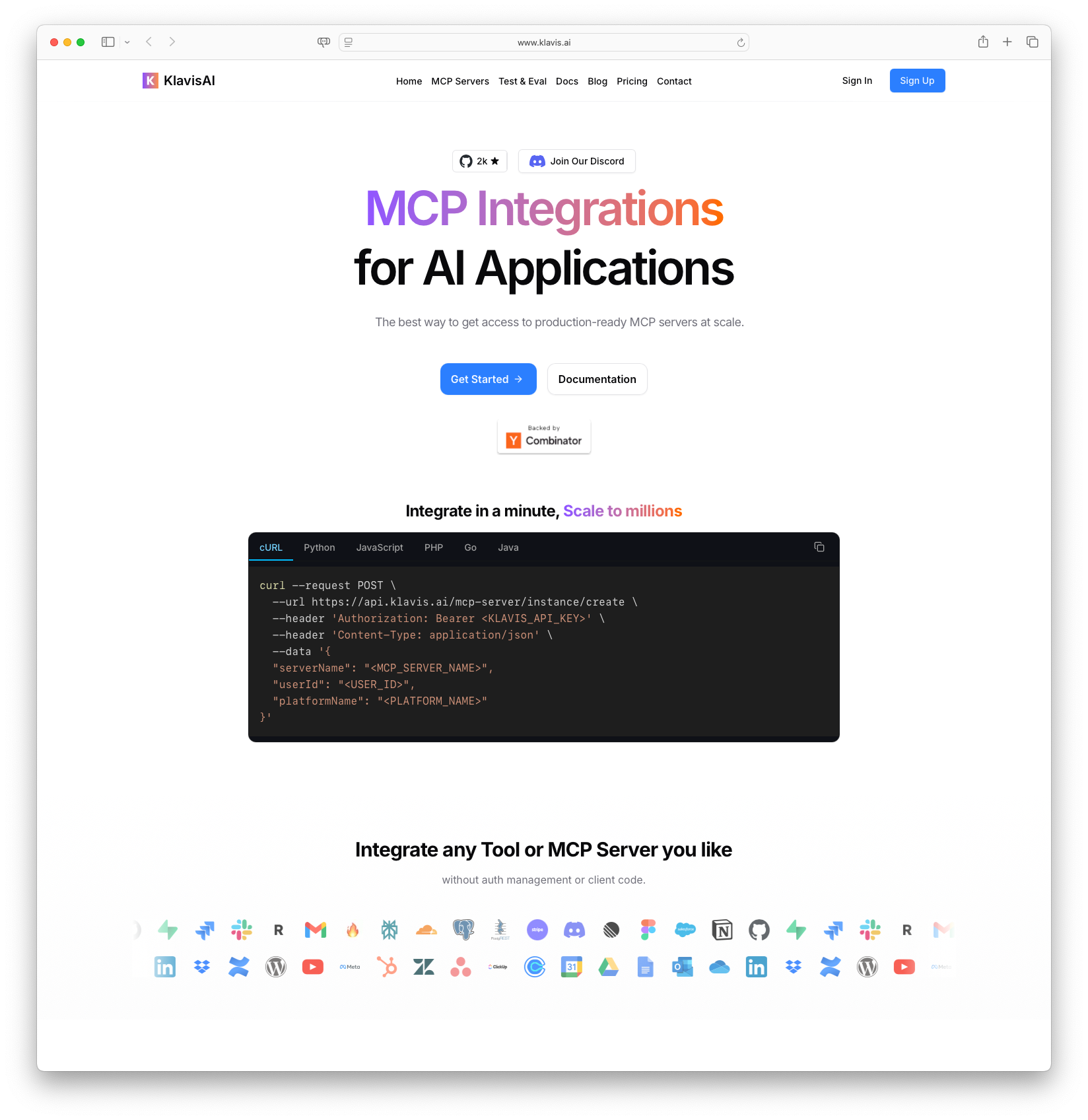 KlavisAI: MCP Integrations for AI Applications