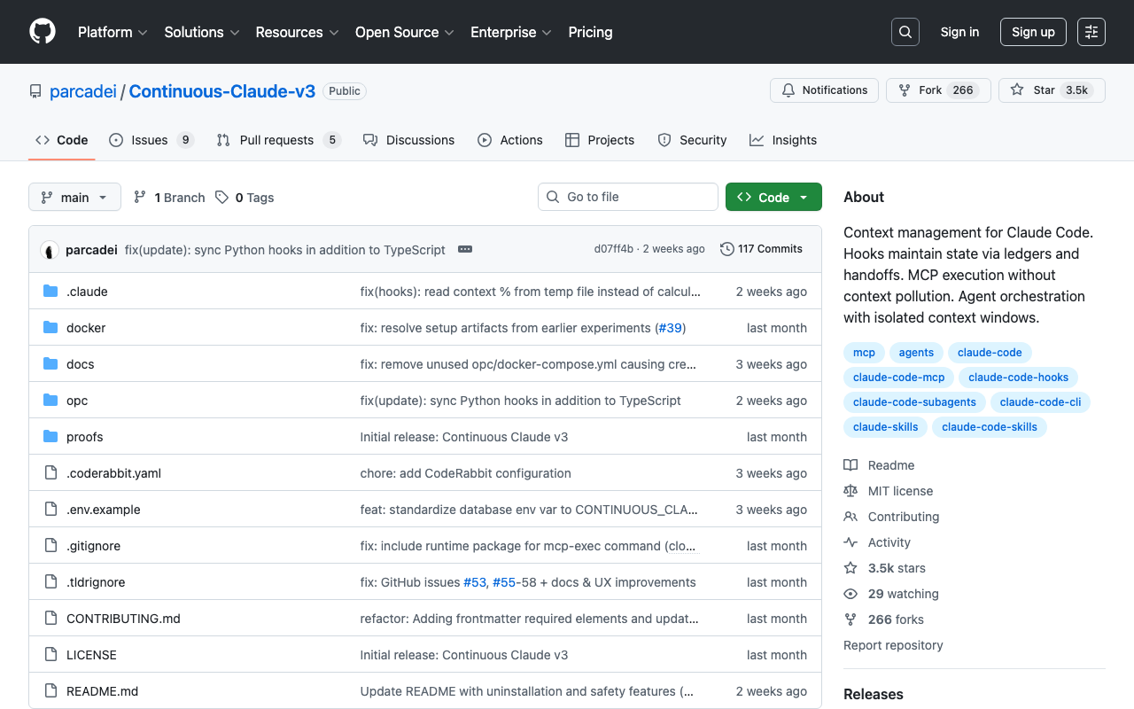 parcadei/Continuous-Claude-v3: Context management for Claude Code