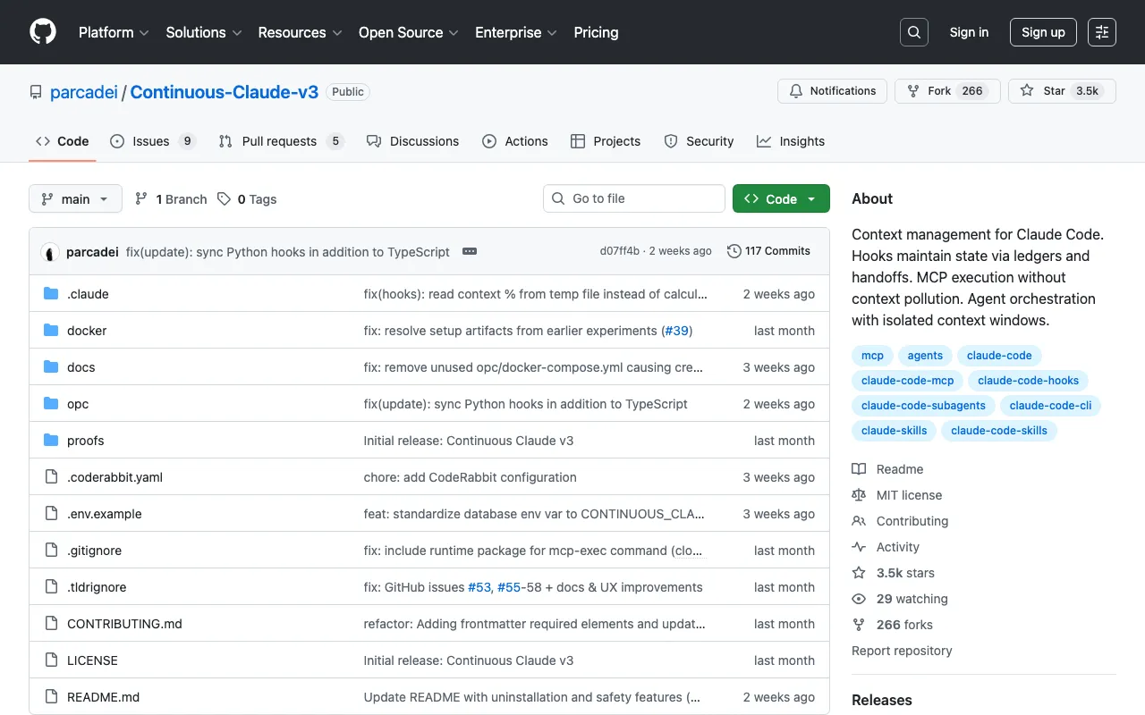 parcadei/Continuous-Claude-v3: Context management for Claude Code