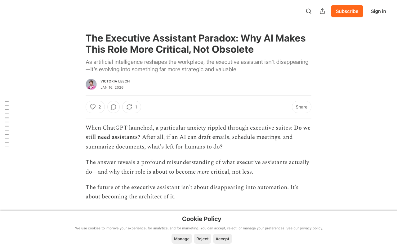 The Executive Assistant Paradox: Why AI Makes This Role More Critical, Not Obsolete