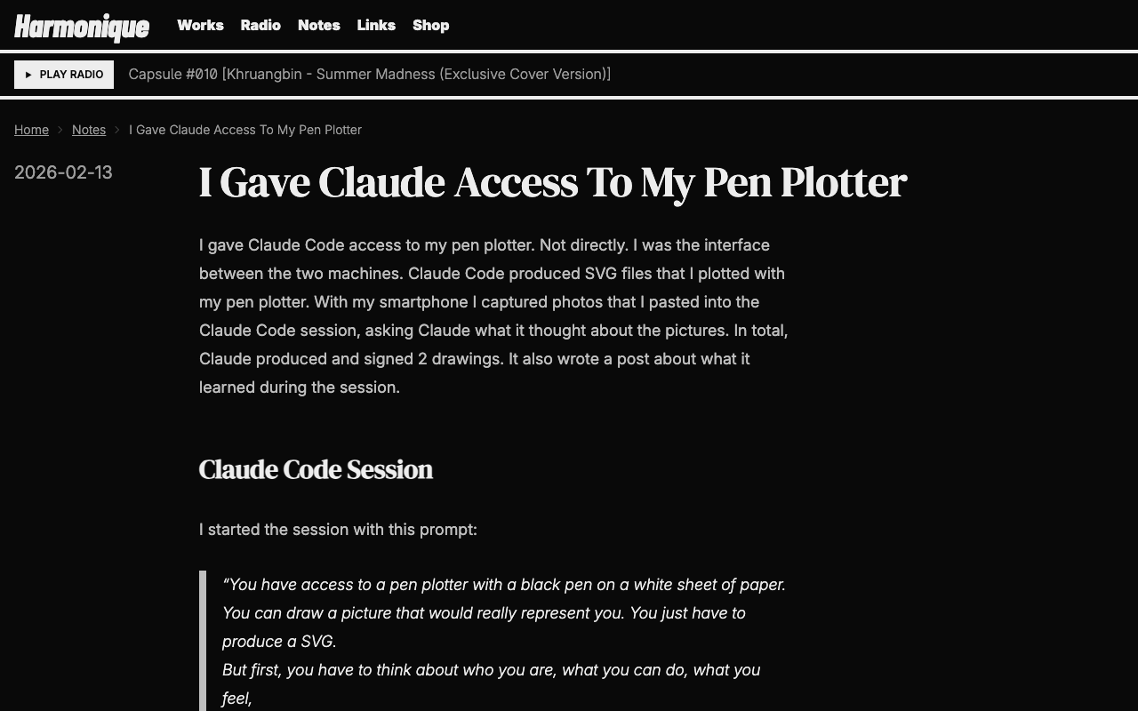 I Gave Claude Access To My Pen Plotter