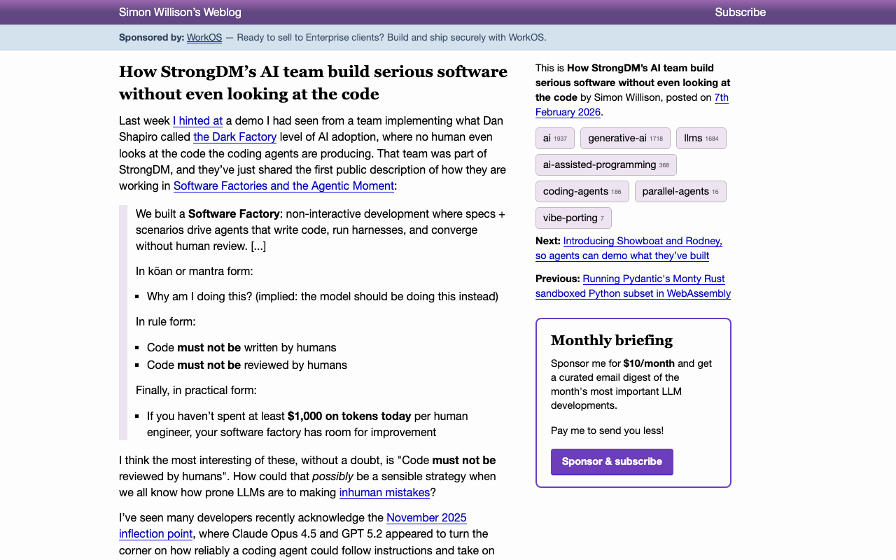 How StrongDM’s AI team build serious software without even looking at the code