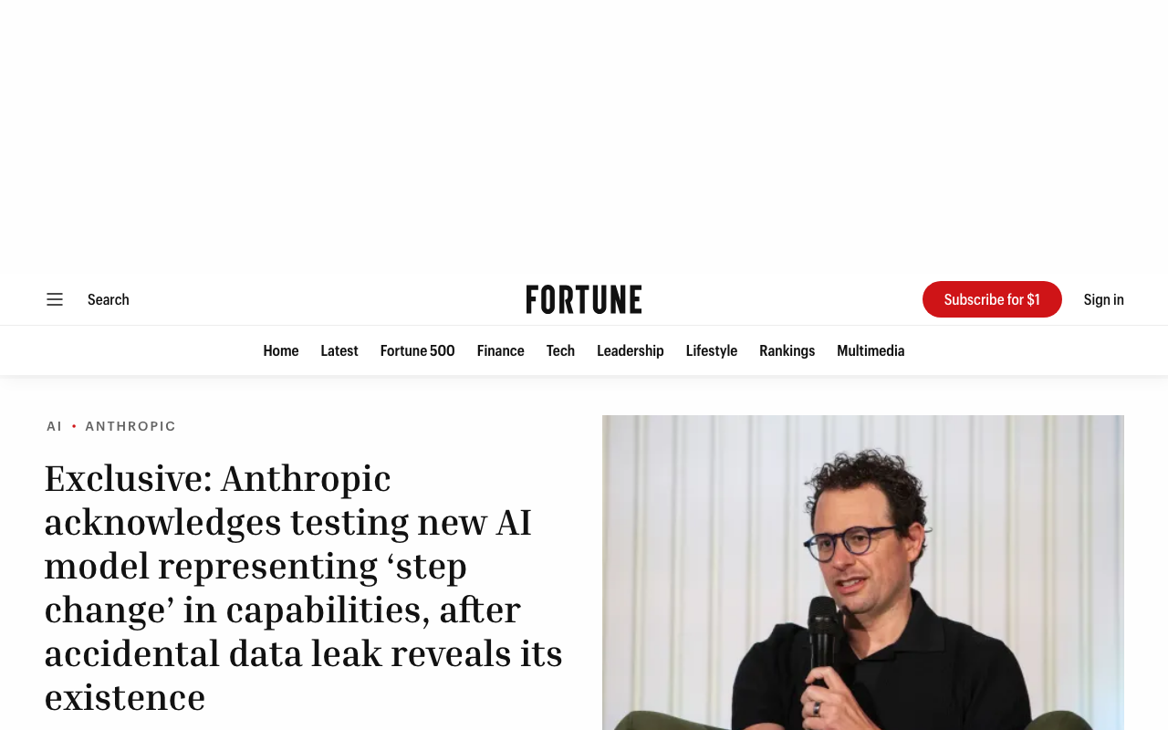 Exclusive: Anthropic ‘Mythos’ AI model representing ‘step change’ in power revealed in data leak