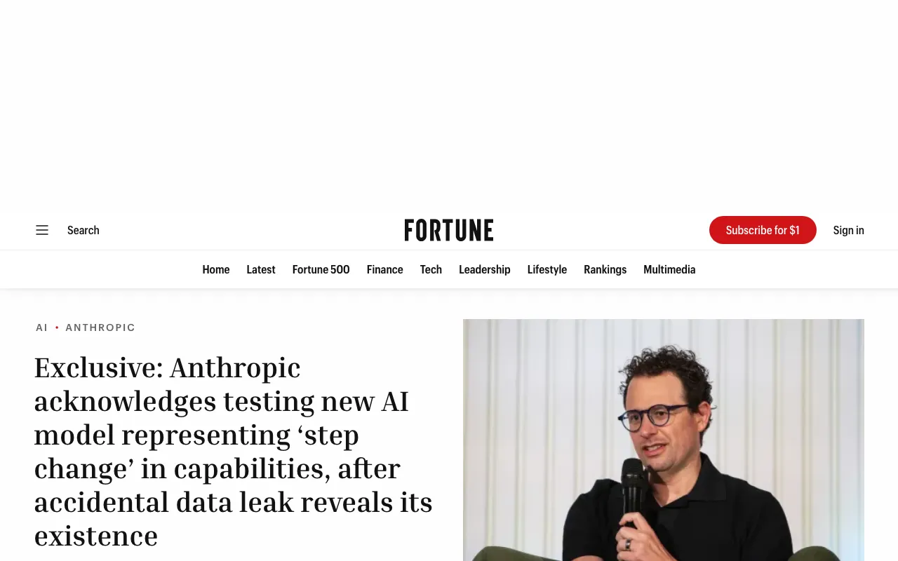 Exclusive: Anthropic ‘Mythos’ AI model representing ‘step change’ in power revealed in data leak