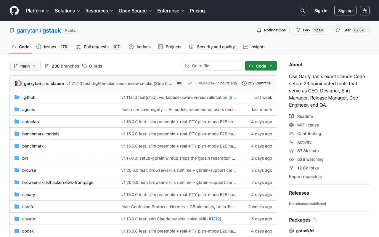 GitHub - garrytan/gstack: Garry Tan's Claude Code setup with 23 opinionated tools · GitHub