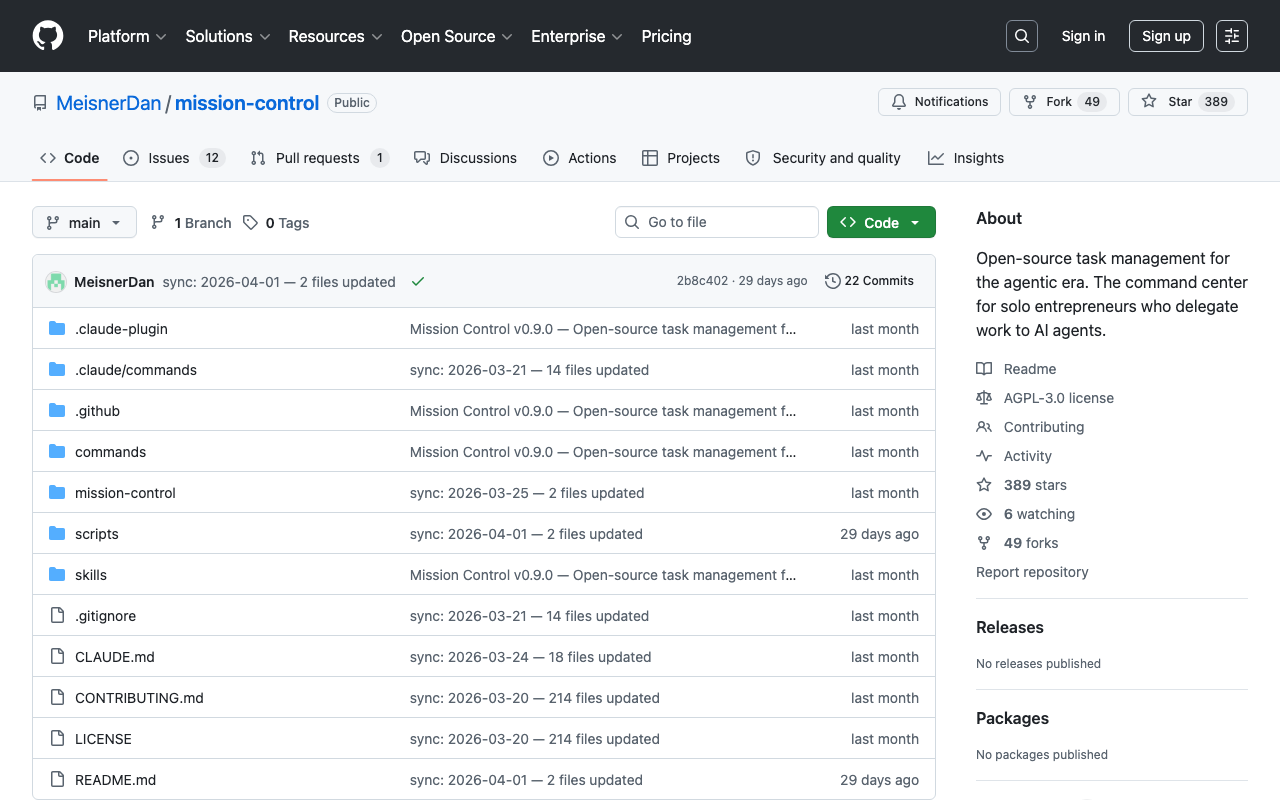 GitHub - MeisnerDan/mission-control: Open-source task management for the agentic era. The command center for solo entrepreneurs who delegate work to AI agents. · GitHub