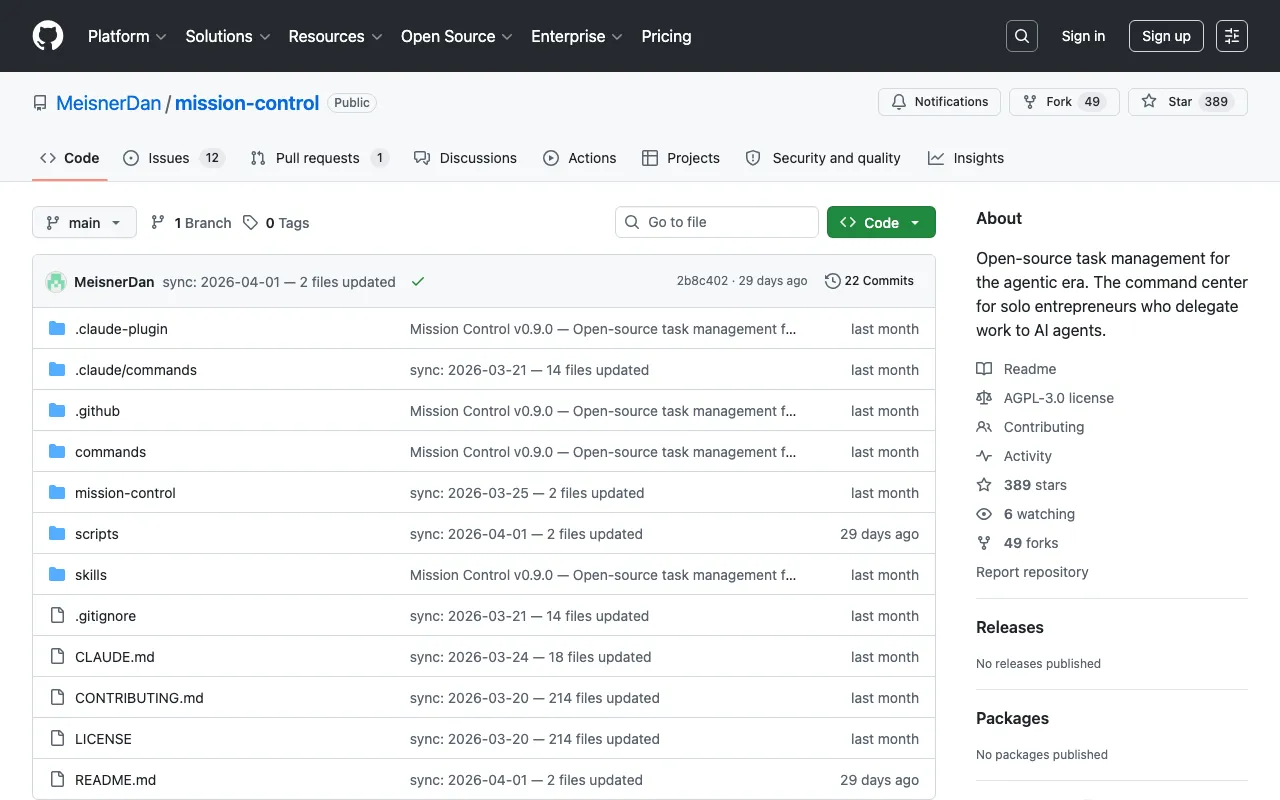 GitHub - MeisnerDan/mission-control: Open-source task management for the agentic era. The command center for solo entrepreneurs who delegate work to AI agents. · GitHub