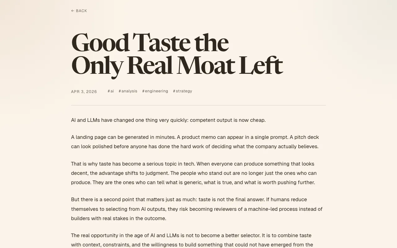 Taste in the age of LLMs