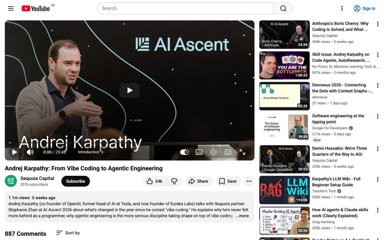 Andrej Karpathy: From Vibe Coding to Agentic Engineering