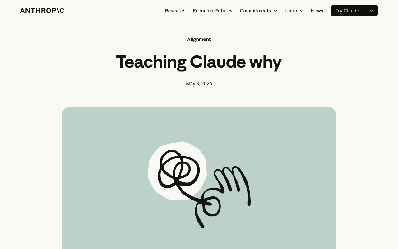 Teaching Claude why  Anthropic