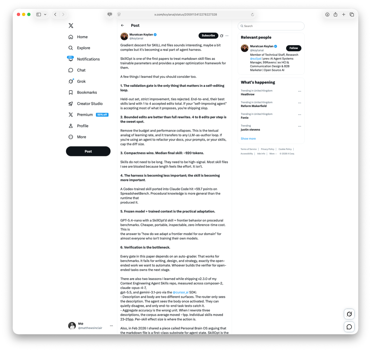 SkillOpt: optimising markdown skill files as trainable parameters