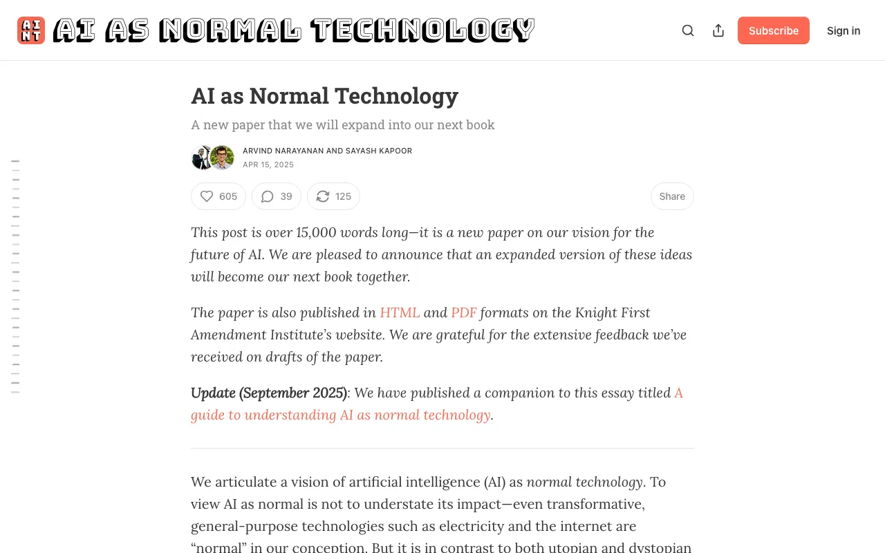 AI as Normal Technology