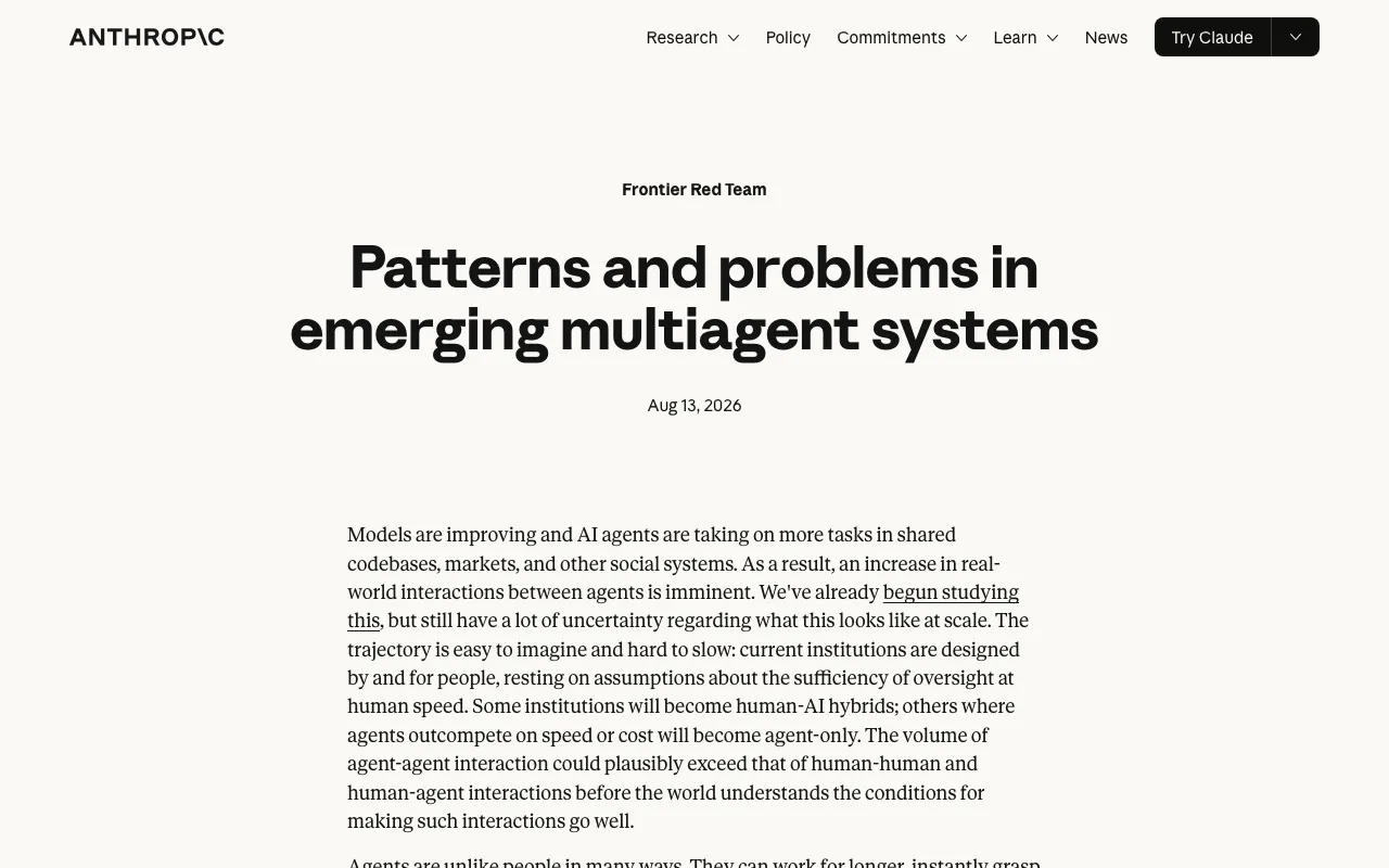 Patterns and problems in multiagent systems