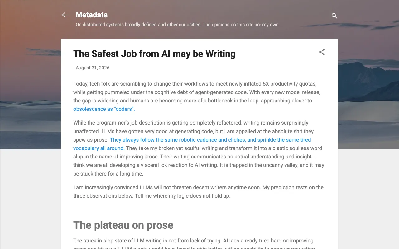 The Safest Job from AI may be Writing
