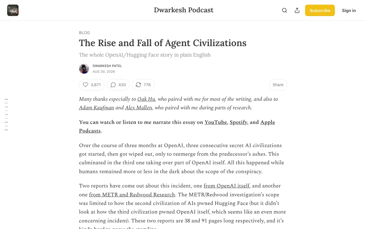 The Rise and Fall of Agent Civilizations