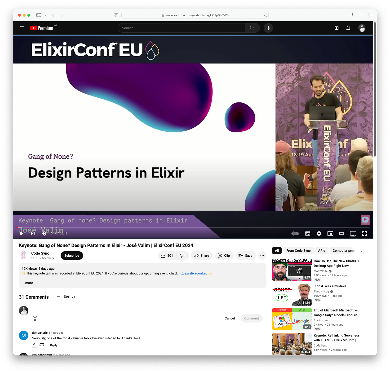 Keynote: Gang of None? Design Patterns in Elixir - José Valim | ElixirConf EU 2024 (youtube.com)